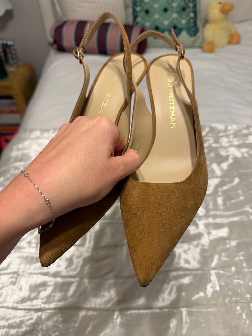Stuart Weitzman Authentic brand new!!!Pointed Toe Slingback Pumps in Brown Suede - Picture 4 of 5